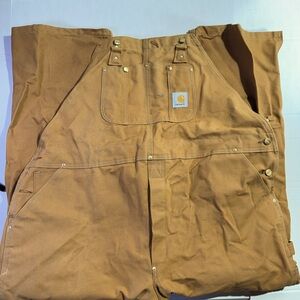 Carhartt Double Knee Duck Canvas Overalls 48X30 Pants R05 BRN Union Made USA